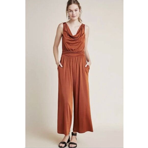 Maeve Pants - Maeve for Anthropologie‎ Women’s XS Enchantment Jumpsuit Burnt Orange Wide Leg